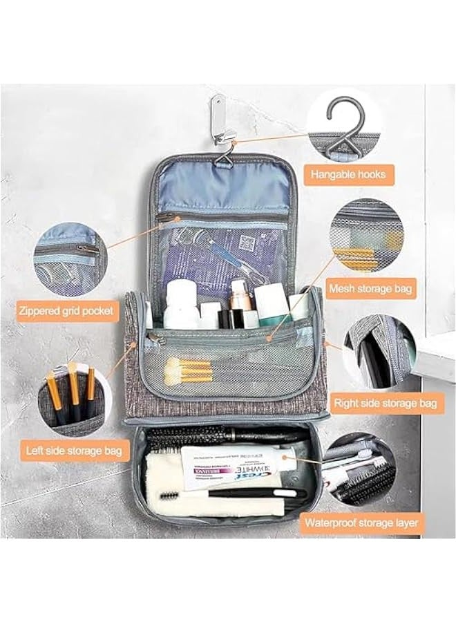 Hanging Travel Toiletry Bag, Multifunctional Dry and Wet Separation Toiletry Bag, Hanging Cosmetic Organizer Kit, Heavy-duty Zippers Waterproof Organizer for Women and Men - Image 2
