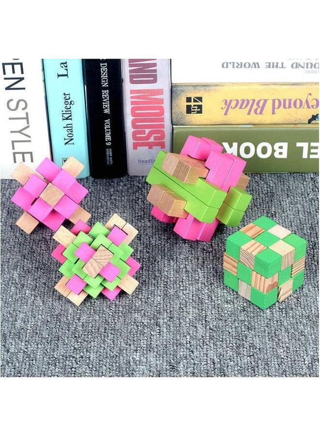Luban Lock Children Kong Ming Nine Chain Beneficial Intelligence Development For Boys And Girls Adult Assembled Toy Gifts-Color:[Entry-level] Three-piece Set Of Lotus Wood  - Image 3