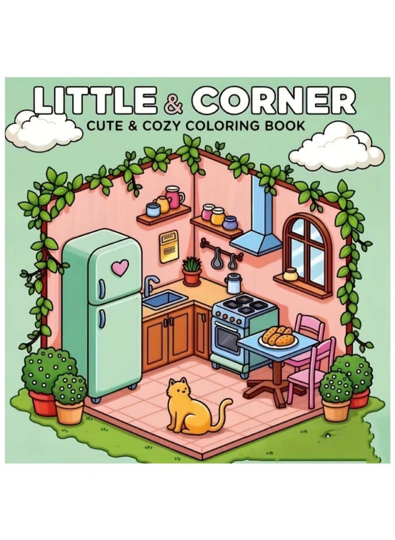 Little & Corner Cute and Cozy Coloring Book - Anti-Stress Kawaii Room Scenes for Kids & Adults - 24 Single-Sided Pages, 20x20 cm - Image 1