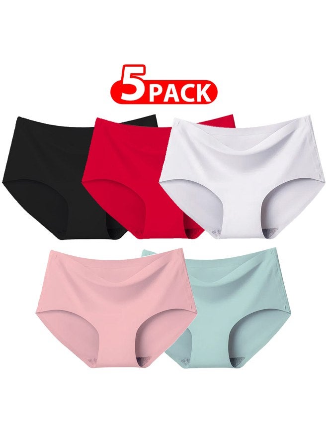 MARGOUN 5 Packs Women's Small Size Underwear Silk Women Lingerie Seamless Women High Rise Underwear Multicolour/Size Guide: 155/80 (S) - 160/85 (M) -165/90 (L) -170/95 (XL) 