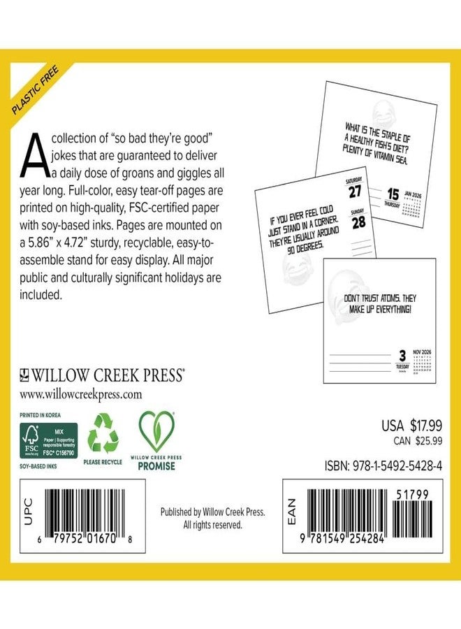 ويلو كريك بريس تقويم مكتبي من Willow Creek Press، إصدار 2026، يتضمن نكات مضحكة، مقاس 6.18 بوصة × 5.43 بوصة، تقويم يومي مع غلاف لاصق. - Image 2