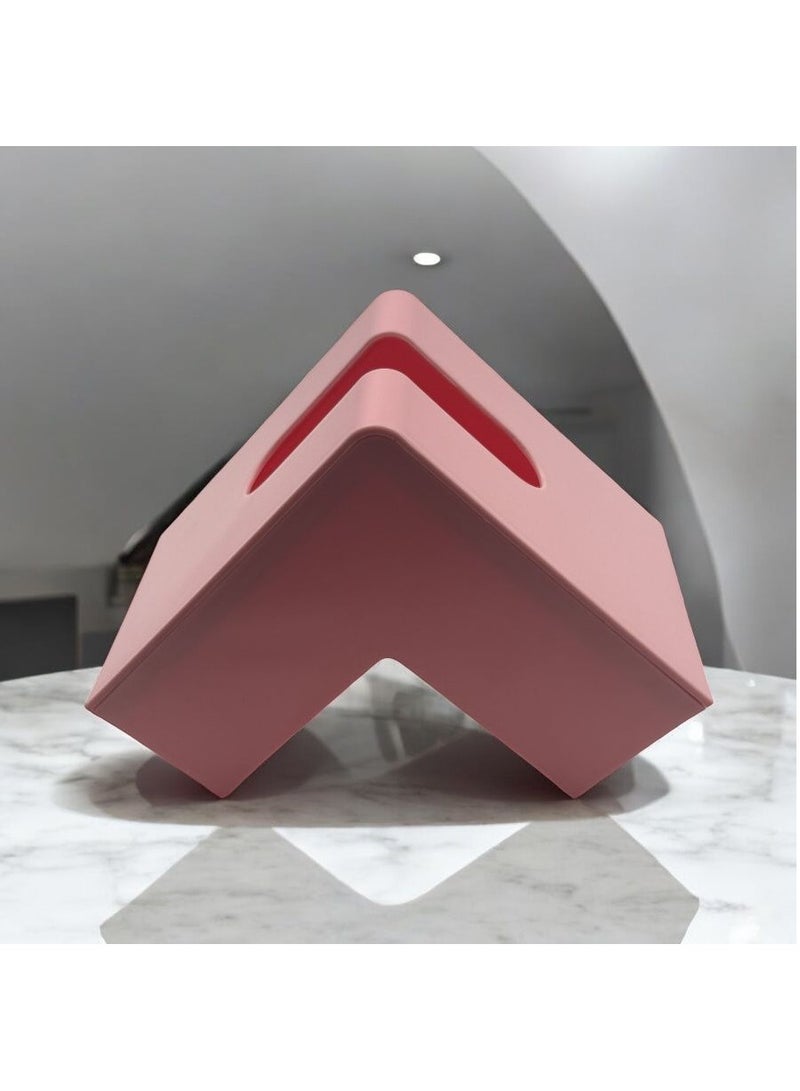 علبة مناديل مبتكر على شكل زاوية لون وردي - Image 1