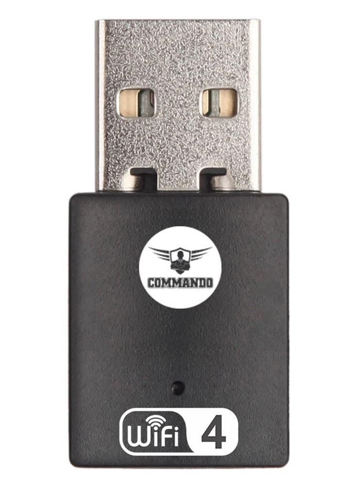 COMMANDO - 300Mbps Wireless USB Adapter Driver-Free - 802.11n, USB Network Adapter - Nano WiFi Adapter for Desktop PC, Plug and Play, High Security, Wider Coverage, Dual Internal Antenna - AIR-WA300 - Image 1