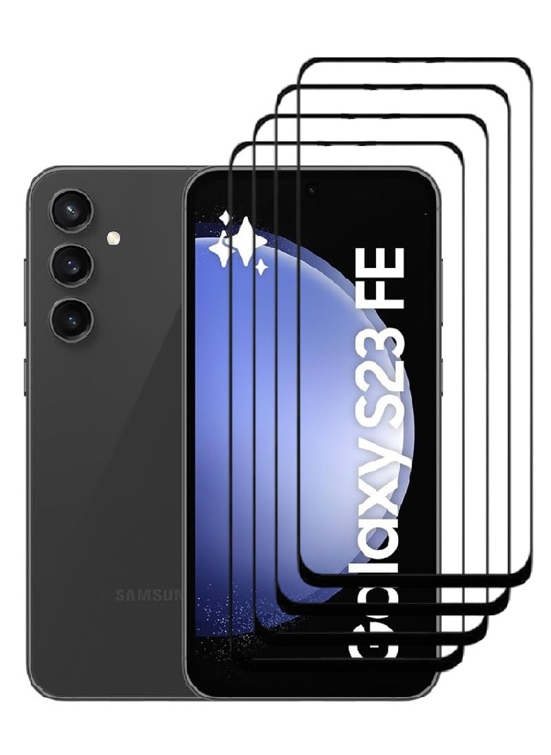 AINA 4 Pieces Tempered Glass Screen Protector 5D Designed For Samsung Galaxy S23 FE Full Glue Edge to Edge Full Screen Coverage And Bubble Free - Image 1