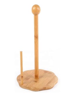 Casa Bella The Brand Bamboo Paper Towel Holder Natural Bamboo Wooden Countertop Vertical Kitchen Paper Roll Holder Non Slip Base Paper Towel Tissue Stand Tissue Holder for Kitchen Bedroom Living Room Toilet (Octagon Shape)  - Image 1