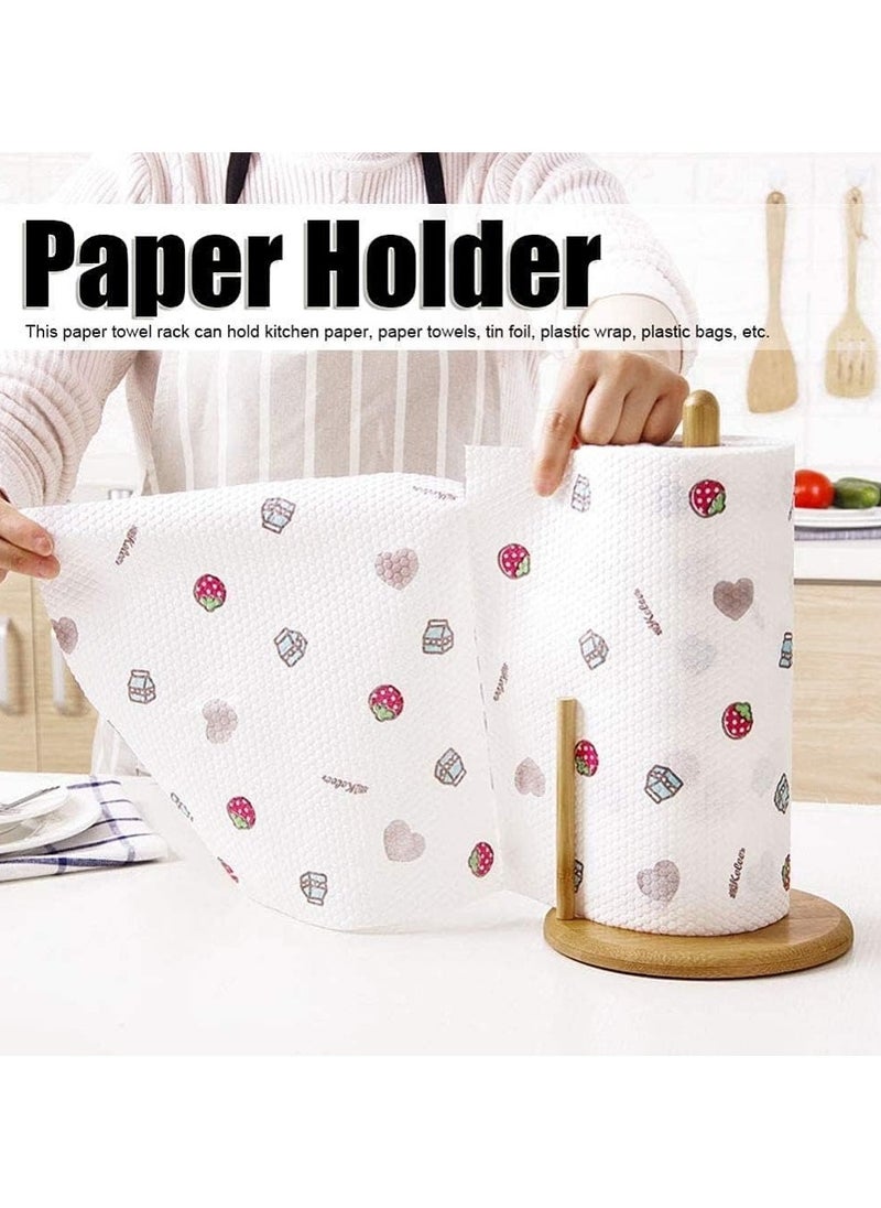 Casa Bella The Brand Bamboo Paper Towel Holder Natural Bamboo Wooden Countertop Vertical Kitchen Paper Roll Holder Non Slip Base Paper Towel Tissue Stand Tissue Holder for Kitchen Bedroom Living Room Toilet (Octagon Shape)  - Image 5