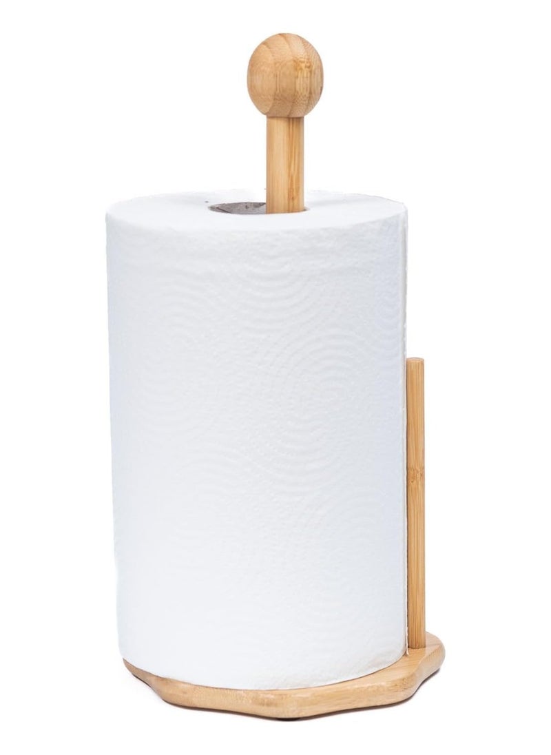 Casa Bella The Brand Bamboo Paper Towel Holder Natural Bamboo Wooden Countertop Vertical Kitchen Paper Roll Holder Non Slip Base Paper Towel Tissue Stand Tissue Holder for Kitchen Bedroom Living Room Toilet (Octagon Shape)  - Image 2