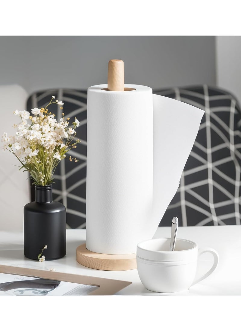 Casa Bella The Brand Bamboo Paper Towel Holder Natural Bamboo Wooden Countertop Vertical Kitchen Paper Roll Holder Non Slip Base Paper Towel Tissue Stand Tissue Holder for Kitchen Bedroom Living Room Toilet (Octagon Shape)  - Image 3
