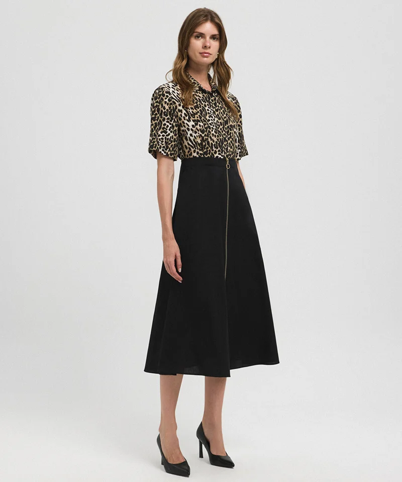 Ipekyol Animal Print Color-Block Dress