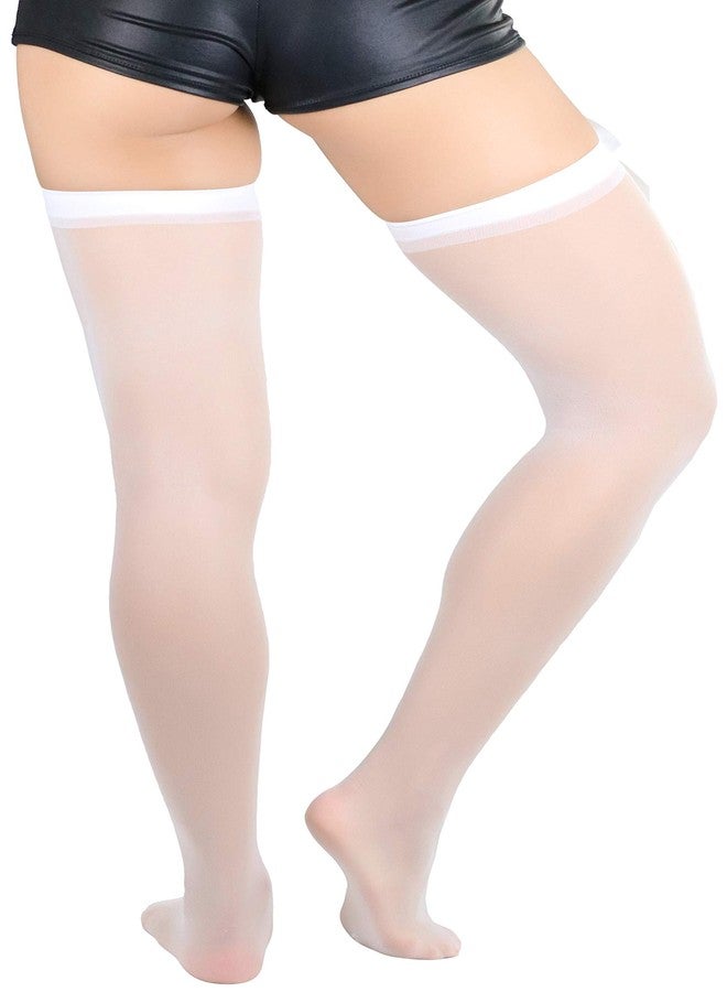 ToBeInStyle Women's Sheer Thigh Highs With Satin Bow - White - OS - Image 5