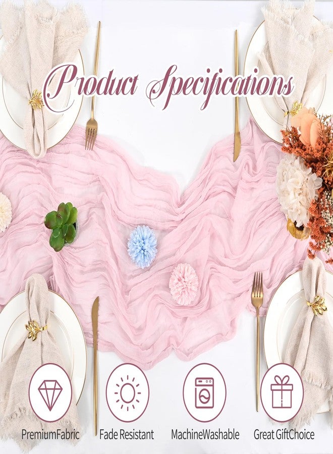Tomeurperf 24 Packs 10Ft Pink Cheesecloth Table Runner,Light Pink Table Runner,Gauze Boho Rustic Cheese Cloth Table Runner,Wedding Table Decor Table Cloth for Wedding Bridal Shower Birthday Party Table Decor - Image 5