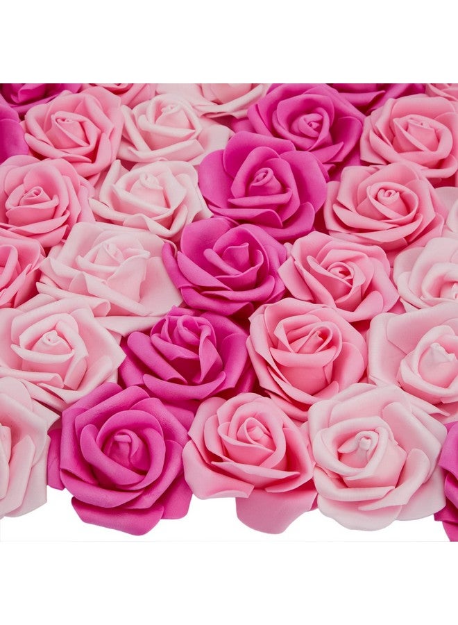 Bright Creations 100 Pack Pink Artificial Rose Flower Heads For Wall Decoration, Wedding Centerpieces, Bridal Showers (3 Colors, 3X1.2 In) - Image 1