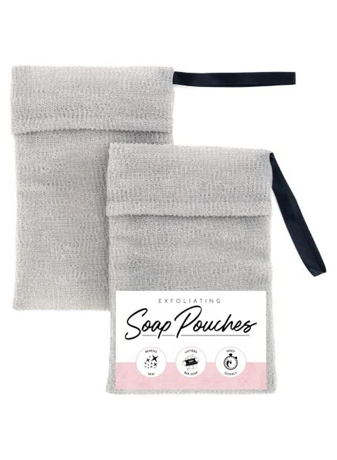 S&T INC. Exfoliating Soap Bag Bar Soap Pouch And Soap Saver For Shower And Bath 2 Pack Grey 7.6 Inch X 4.5 Inch  - Image 1