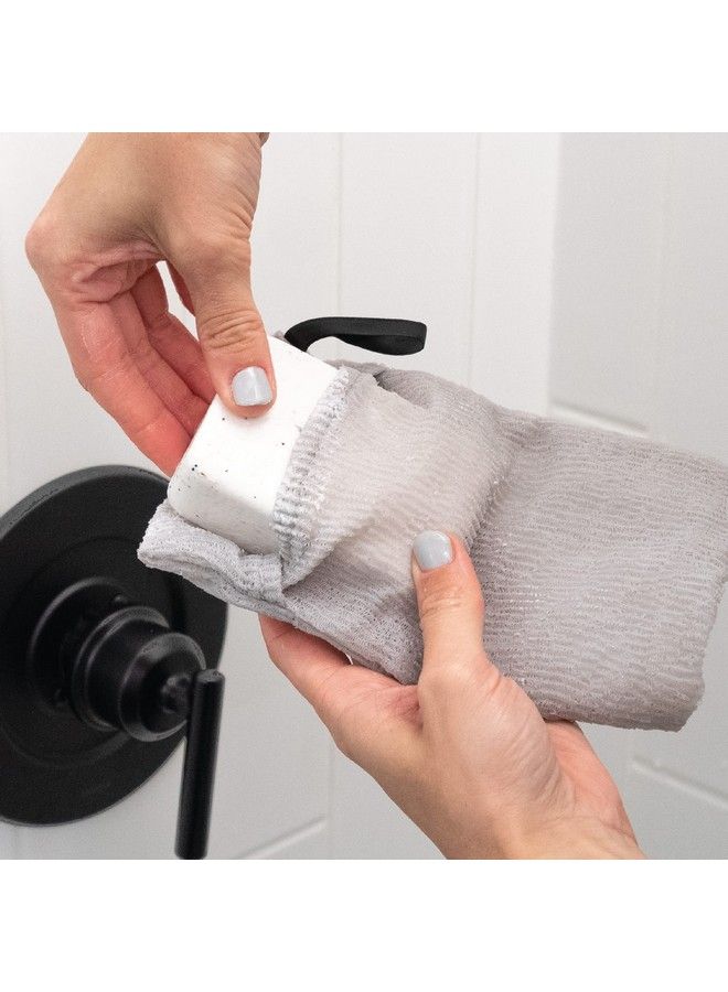 S&T INC. Exfoliating Soap Bag Bar Soap Pouch And Soap Saver For Shower And Bath 2 Pack Grey 7.6 Inch X 4.5 Inch  - Image 4