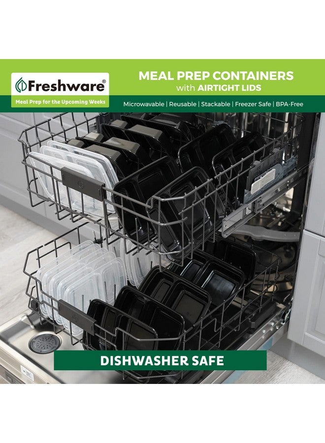 Freshware Meal Prep Containers [50 Pack] 2 Compartment with Lids, Food Storage Containers, Bento Box, BPA Free, Stackable, Microwave/Dishwasher/Freezer Safe (28 oz) - Image 4