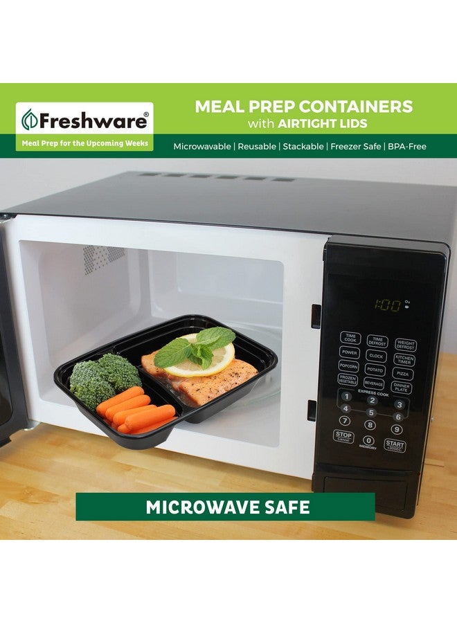 Freshware Meal Prep Containers [50 Pack] 2 Compartment with Lids, Food Storage Containers, Bento Box, BPA Free, Stackable, Microwave/Dishwasher/Freezer Safe (28 oz) - Image 3