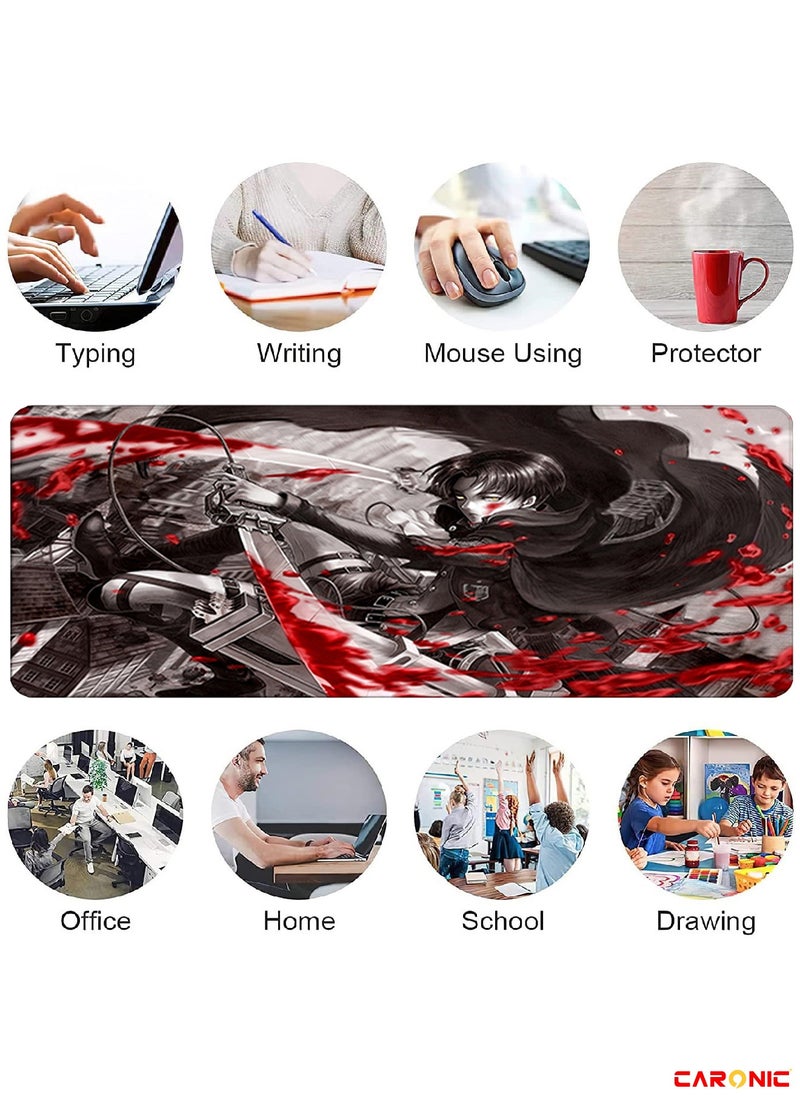 CARONIC - Large Gaming Mouse Pad with Superior Micro Weave Cloth Extended Desk Mousepad with Stitched Edges Non-Slip Base Water Resist Keyboard Pad For Gamer And Office Home Carl M1482 - Image 1