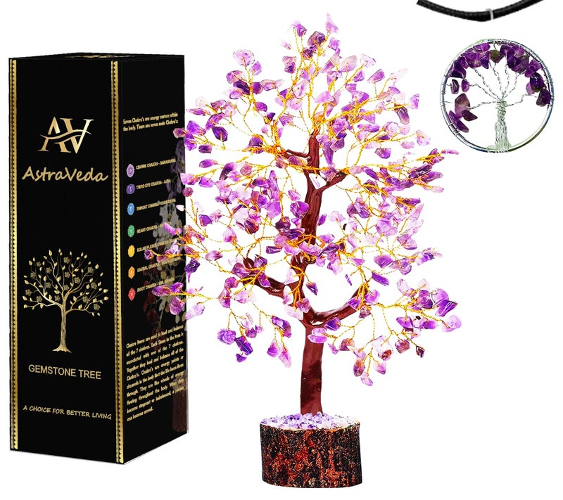 AstraVeda AstraVeda Amethyst Crystal Tree  Tree of Life  Chakra Tree  Feng Shui Tree  Positive Energy Tree  Meditation Gift  Crystals and Stones  Spiritual Items  300 Bead - Image 1