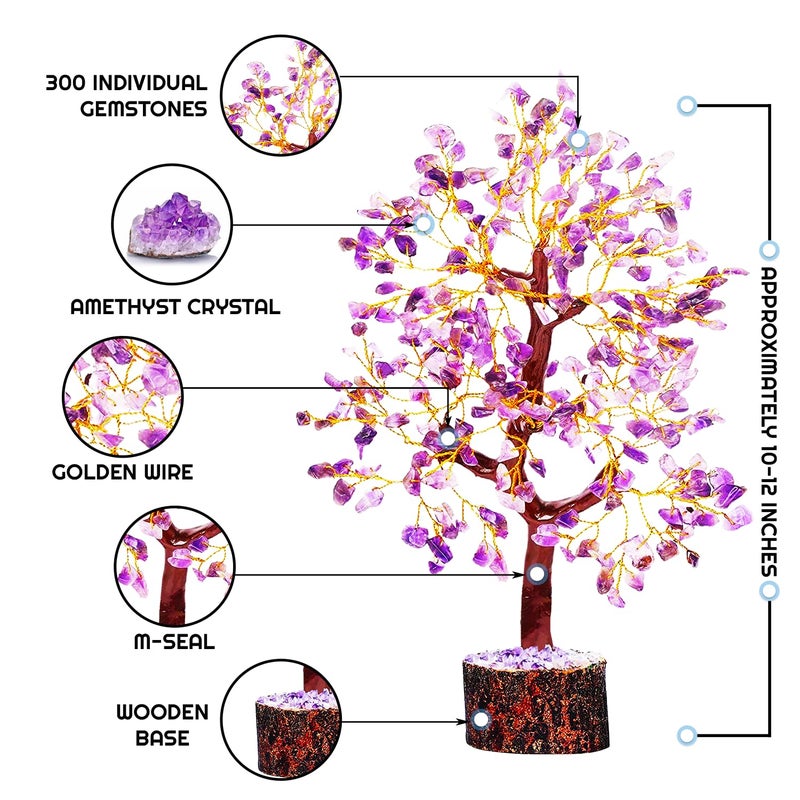 AstraVeda AstraVeda Amethyst Crystal Tree  Tree of Life  Chakra Tree  Feng Shui Tree  Positive Energy Tree  Meditation Gift  Crystals and Stones  Spiritual Items  300 Bead - Image 4