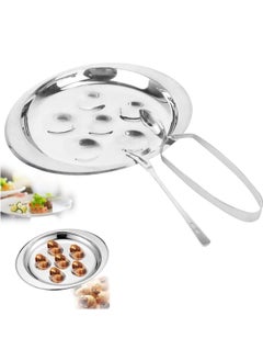 KASTWAVE Snail Tong Forks Set, 3 Pcs Stainless Steel Escargot Tableware Metal Snail Tong 6 Compartment Holes Snail Plate Tong Escargot Fork Escargot Plate for Home BBQ Restaurant  - Image 1