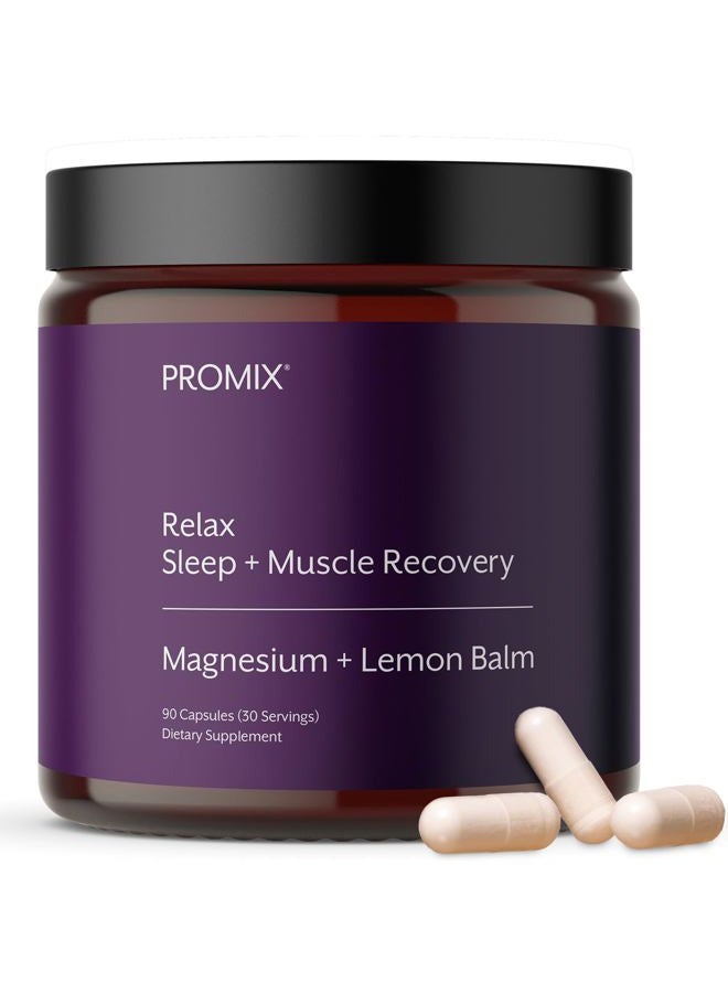 Promix Nutrition Relax | Sleep + Muscle Recovery | Magnesium + Lemon Balm - 90 Count Capsule - Image 1