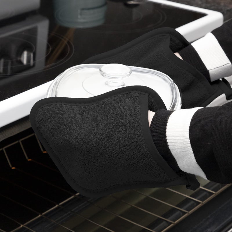 Ritz Terry Pocket Mitt & Hot Pad: Unparalleled Heat Resistant  Durable 100% Cotton - Ergonomically Designed for Optimal Grip - Easy-Care Machine Washable  Perfect for Your Kitchen - Black  4-Pk - Image 5