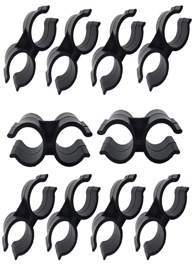 Hdtyyln Black Double Port Pipe Clamps Clips, Hdtyyln 10pcs Plastic Double Line Clamps Shelf Pole Connector Chain Link Fence Panel Clamps Clips, Pipe Linking and Fastening Fastener Accessories - Image 1