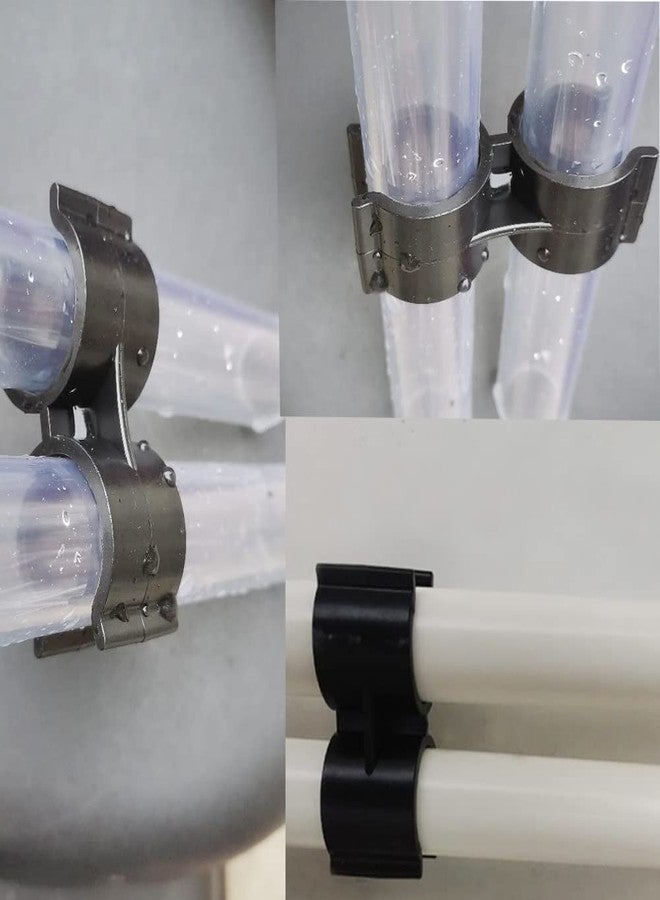 Hdtyyln Black Double Port Pipe Clamps Clips, Hdtyyln 10pcs Plastic Double Line Clamps Shelf Pole Connector Chain Link Fence Panel Clamps Clips, Pipe Linking and Fastening Fastener Accessories - Image 2
