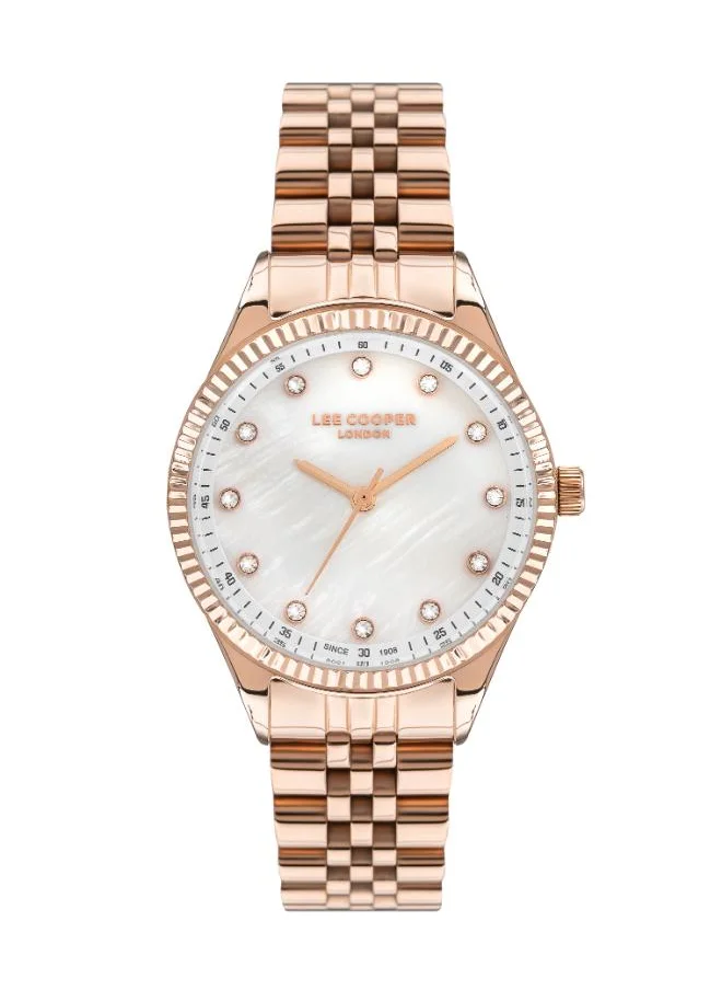 لي كوبر Lee Cooper Women's 2035 Movement Watch, Analog Display and Metal Strap - LC07310.420, Rose Gold