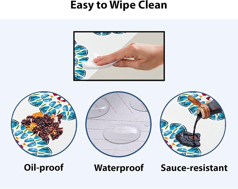 يام لوك غطاء طاولة من PVC صديق للبيئة من ، مقاوم للماء وقابل للغسل من الفينيل، مقاوم للبقع لطاولات مستطيلة (140×220 سم، 6-8 مقاعد)، للاستخدام المنزلي والمطبخ وحفلات الطعام (بيج) - Image 3