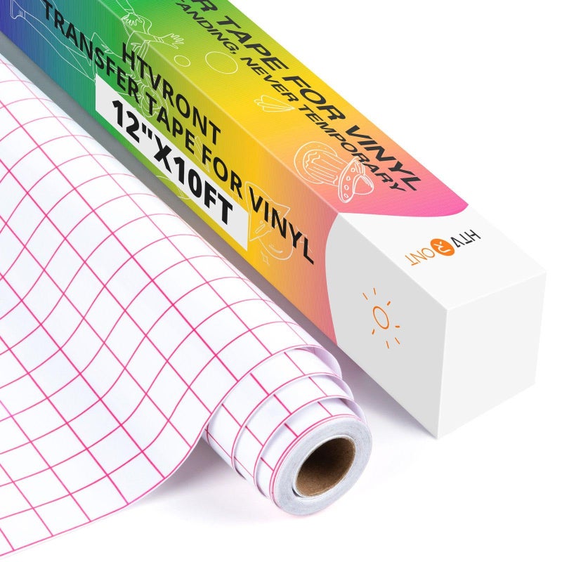 شريط نقل للفينيل 12 × 10 قدم مع شبكة محاذاة حمراء للفينيل اللاصق شريط نقل فينيل متوسط اللصق للملصقات واللافتات والنوافذ والملصقات