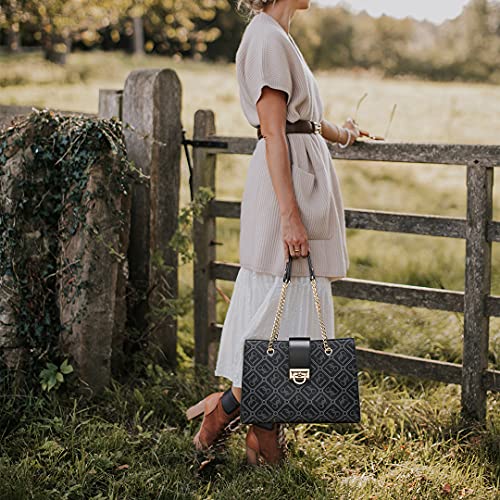 Dasein Women Fashion Tote and Hobo Handbag - Shoulder, Top Handle, Chain Bag - Matching Clutch Included (Black) - Image 2