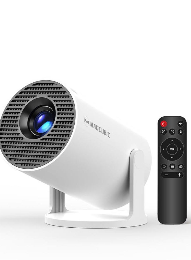 MAGCUBIC بروجيكتور ميني HY300PRO مع واي فاي وبلوتوث، دعم 4K، بروجيكتور محمول ذكي مع تصحيح تلقائي، جهاز تحكم عن بعد بالماوس الهوائي، تحكم صوتي، دوران 180 درجة، بروجيكتور فيديو منزلي أندرويد 11 - Image 1