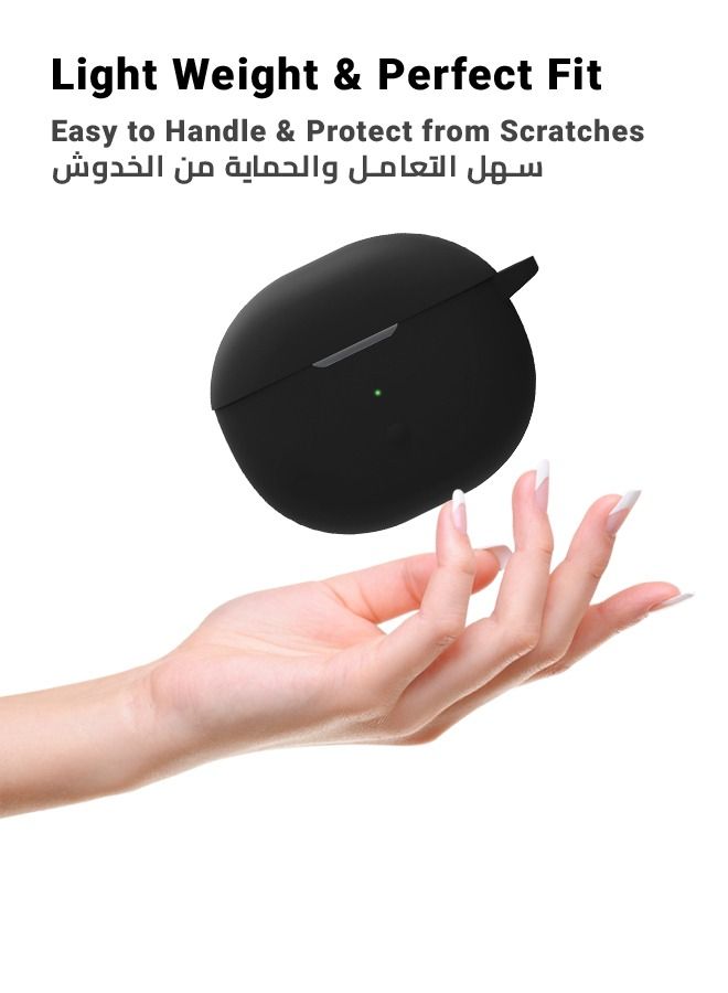 هووانميت غطاء حماية أنيق من السيليكون لجهاز SoundPEATS Air 3 Deluxe باللون الأسود - Image 3