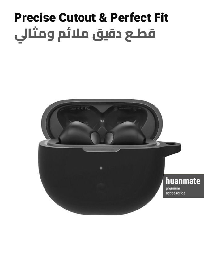 هووانميت غطاء حماية أنيق من السيليكون لجهاز SoundPEATS Air 3 Deluxe باللون الأسود - Image 2