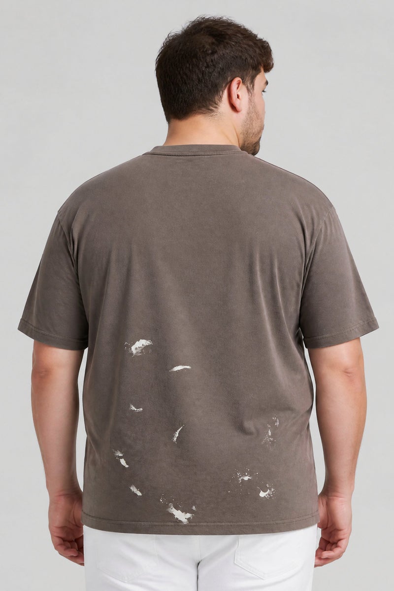 GOOD FOR NOTHING Men Crew Neck Embroidered Logo Short Sleeve T-Shirt, Taupe - Image 5