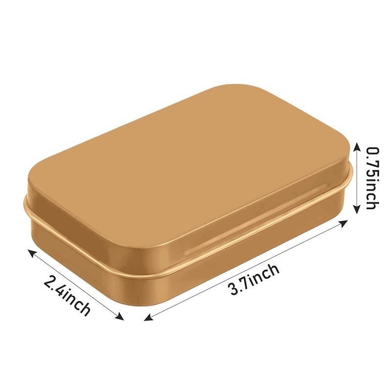 Hulless 6 Pcs Metal Hinged Tin Box Container Mini Portable Small Storage Container Kit with Lid for Home Storage 3.7 x 2.3 x 0.8 Inch, Gold - Image 2