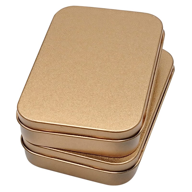 Hulless 6 Pcs Metal Hinged Tin Box Container Mini Portable Small Storage Container Kit with Lid for Home Storage 3.7 x 2.3 x 0.8 Inch, Gold - Image 4