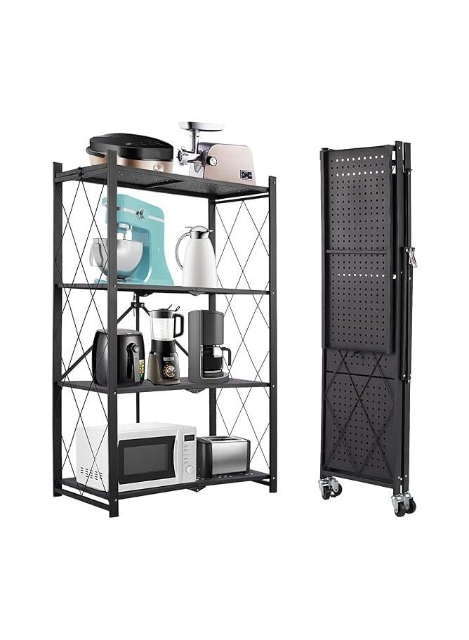 بونكا ارفف تخزين قابلة للطي بعجلات مكونه من 4 طبقات لون اسود من بونكا - Image 1