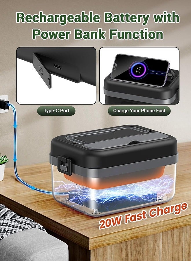 MHONGWEI Cordless Electric Lunch Box, 16000mAh Battery Powered Heated lunch box with Reservation & Keep Warm Function, 60W Self Heating Lunch Box with 1L Removable 304 SS container and Insulated Bag - Image 3