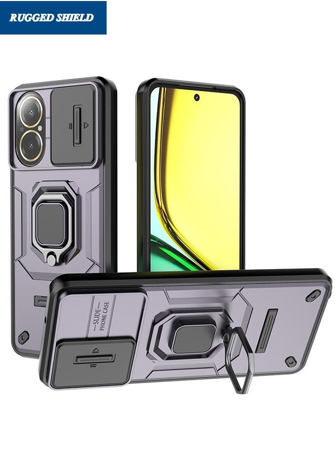 RUGGED SHIELD Realme C67 Phone Case, Realme C67 Case with Slide Camera Cover, Heavy Duty Shockproof Phone Case Cover with Kickstand for Realme C67 4G, Purple  - Image 1
