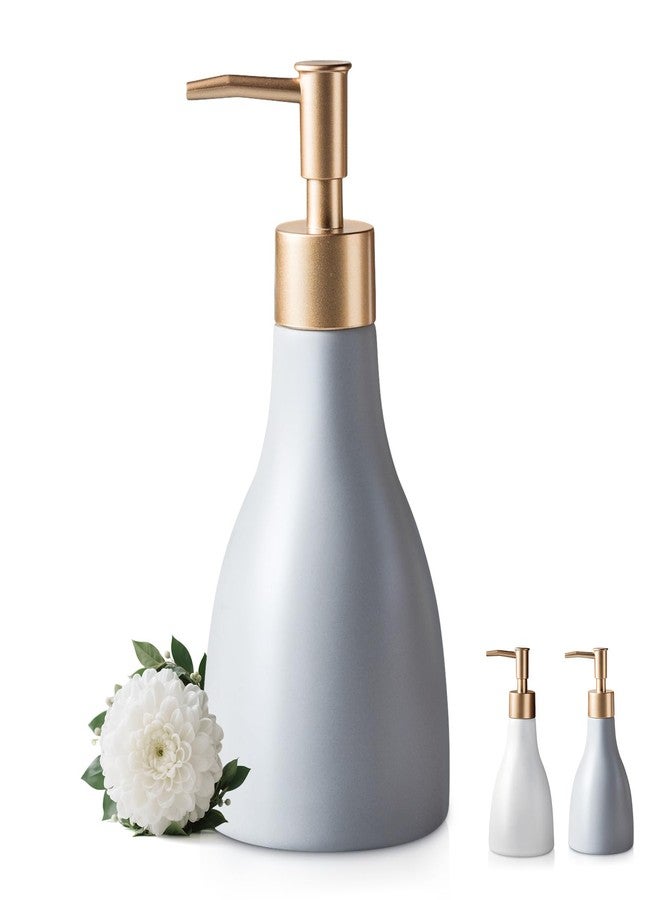 CHANGARLOAD Refillable Gold Dispenser for Bathroom Countertop, Modern Dish Soap Dispenser Bottle for Kitchen, Ceramic Hand Soap Dispenser with Gold Pump for Liquid Laundry Shower 280ml (Gray) - Image 1