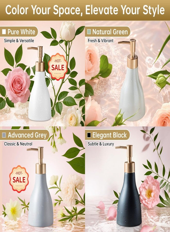 CHANGARLOAD Refillable Gold Dispenser for Bathroom Countertop, Modern Dish Soap Dispenser Bottle for Kitchen, Ceramic Hand Soap Dispenser with Gold Pump for Liquid Laundry Shower 280ml (Gray) - Image 5