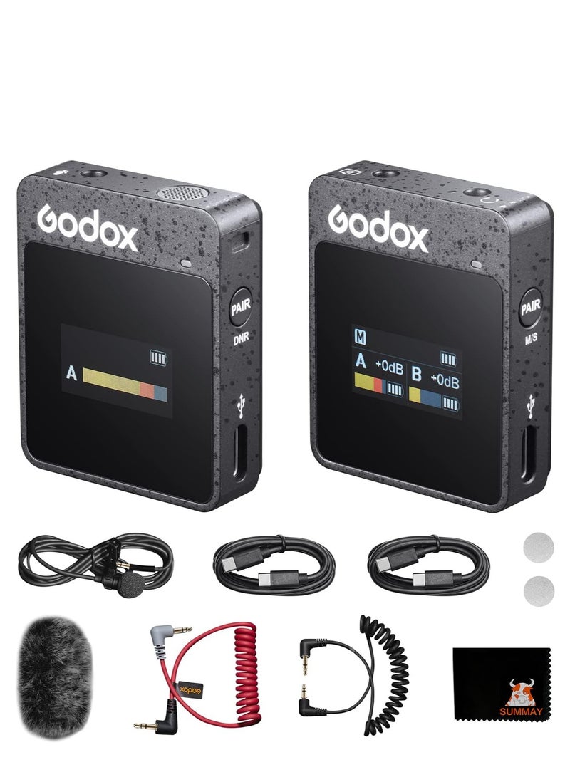 GODOX MoveLink II M1 Black Lavalier Microphone (1 TX + 1 RX), 328ft Range, Noise Canceling, Compact Portable, 8 Hours Battery, for Android, PC, Camera, Live Streaming, Interview, Recording Vlog - Image 1