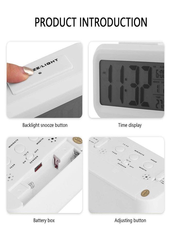 SKYLIT Plastic Digital Smart Backlight Fantasy LCD Display Automatic Sensor, Date and Time, Temperature Alarm Clocks (White, 14 x 8 x 5 Cms) - Image 5