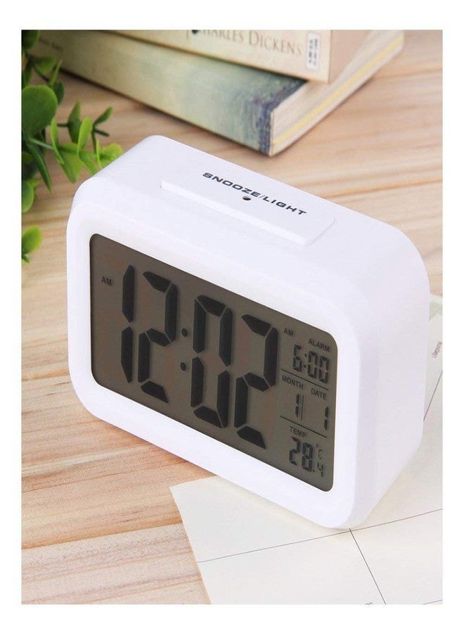SKYLIT Plastic Digital Smart Backlight Fantasy LCD Display Automatic Sensor, Date and Time, Temperature Alarm Clocks (White, 14 x 8 x 5 Cms) - Image 3