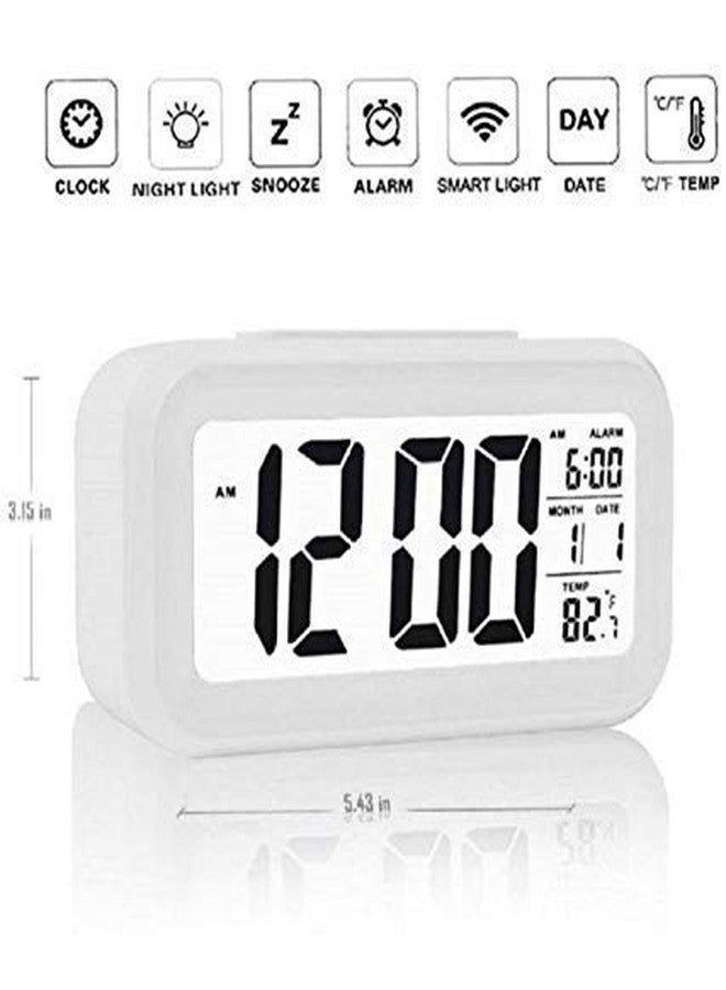 SKYLIT Plastic Digital Smart Backlight Fantasy LCD Display Automatic Sensor, Date and Time, Temperature Alarm Clocks (White, 14 x 8 x 5 Cms) - Image 4