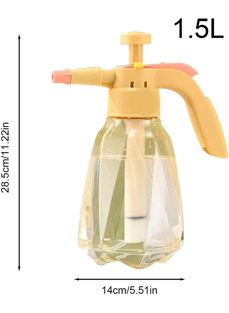 Soofam 1 Pcs Plant Mister Spray Bottle, 1.5L Pressure Plant Mister with Top Pump with Adjustable Nozzle, Hand Pump Garden Water Sprayer for Indoor/Outdoor Plants Garden Flowers (Yellow) - Image 5