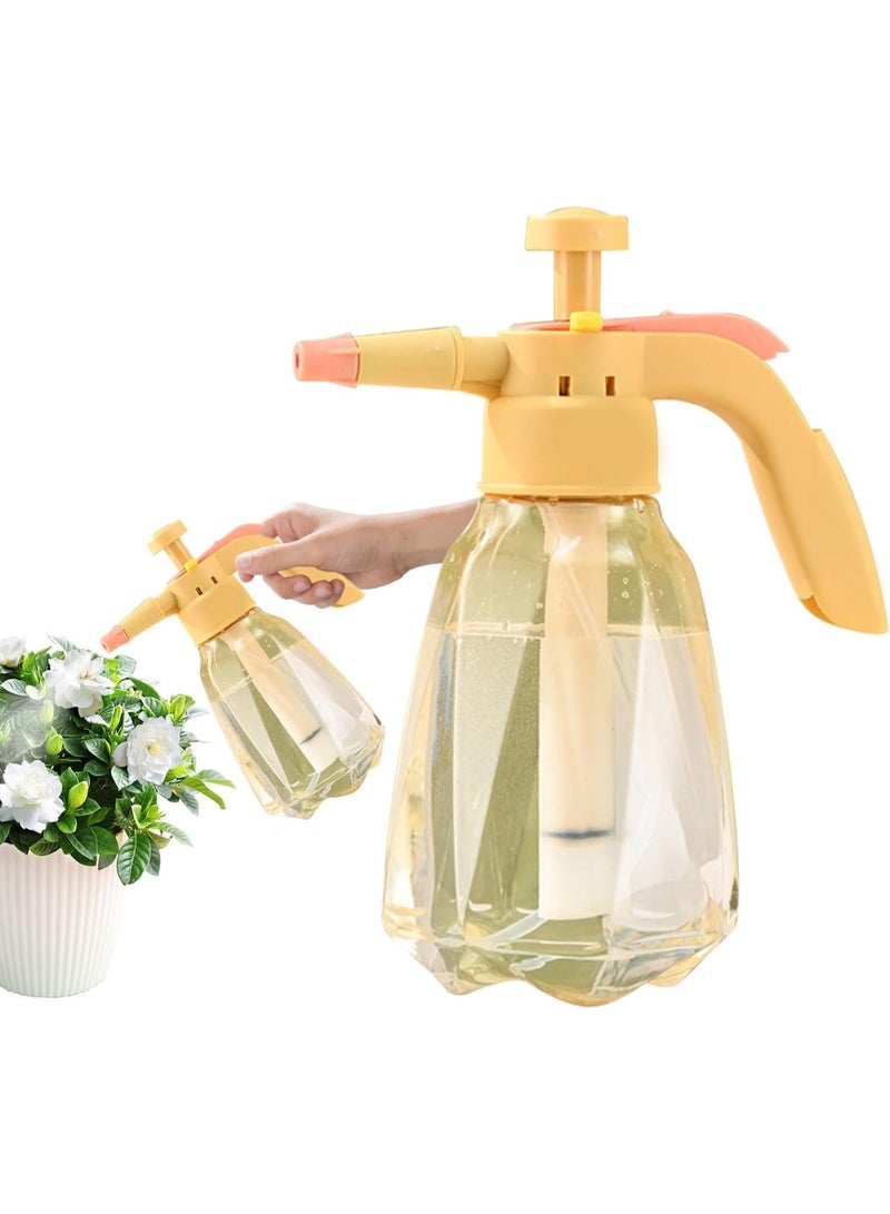 Soofam 1 Pcs Plant Mister Spray Bottle, 1.5L Pressure Plant Mister with Top Pump with Adjustable Nozzle, Hand Pump Garden Water Sprayer for Indoor/Outdoor Plants Garden Flowers (Yellow) - Image 1