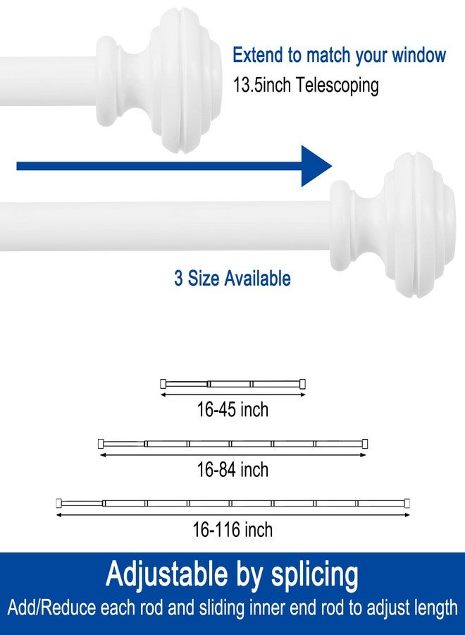 UNCONSIL White Curtain Rods for Windows 48-84 inch,3/4 inch Heavy Duty Adjustable Decorative Curtain Rods with Modern Finials,Window Curtain Rods for Bedroom, Living Room,Patio and Kitchen - Image 5